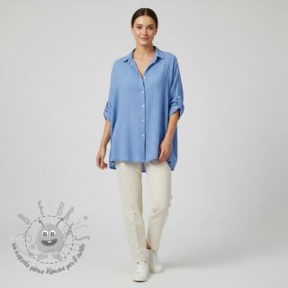 Mussola/Doppia garza royal blue ORGANIC