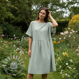 Mussola/Doppia garza YARN DYED Stripes old green