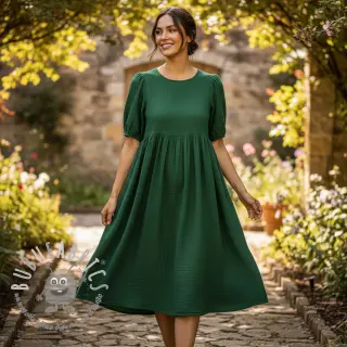 Mussola/Doppia garza dark green ORGANIC