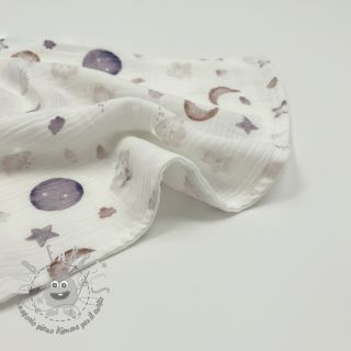 Mussola/Doppia garza Moon white digital print ORGANIC