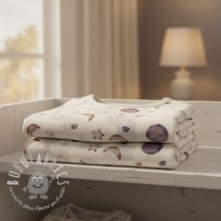 Mussola/Doppia garza Moon white digital print ORGANIC