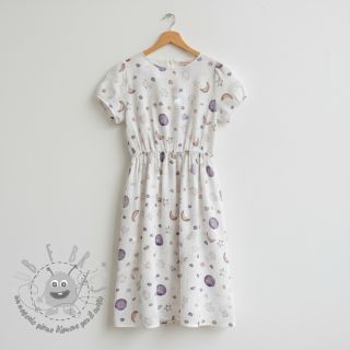 Mussola/Doppia garza Moon white digital print ORGANIC