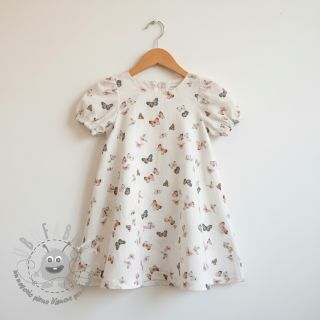 Mussola/Doppia garza Butterflies white digital print