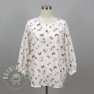 Mussola/Doppia garza Butterflies white digital print