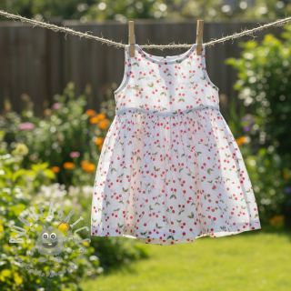 Mussola/Doppia garza Cherries white digital print