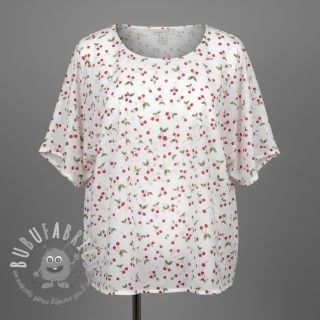 Mussola/Doppia garza Cherries white digital print