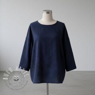 Mussola/Doppia garza EMBROIDERY Flowers navy