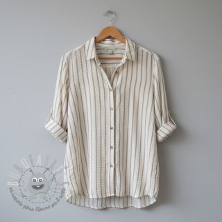 Mussola/Doppia garza YARN DYED Thin strip beige