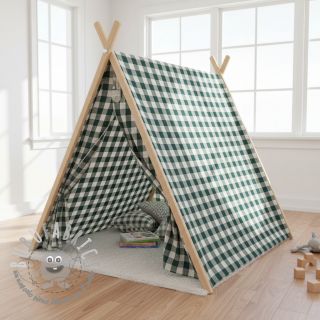 Mussola/Doppia garza Double sided CHECKS MINI cyan