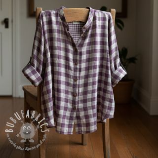 Mussola/Doppia garza Double sided CHECKS MINI grape