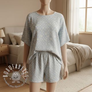 Mussola/Doppia garza JACQUARD Dots light blue