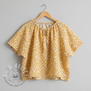 Mussola/Doppia garza JACQUARD Dots dark yellow