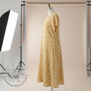 Mussola/Doppia garza JACQUARD Dots dark yellow