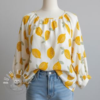 Mussola/Doppia garza Lemons white