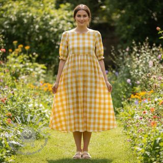 Mussola/Doppia garza Double sided CHECKS MINI ochre