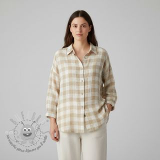 Mussola/Doppia garza Double sided CHECKS MINI beige