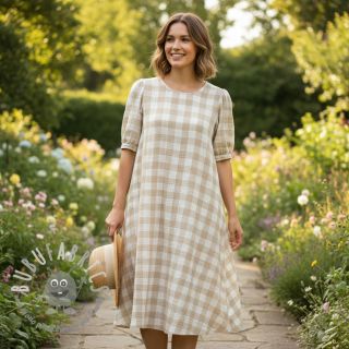 Mussola/Doppia garza Double sided CHECKS MINI beige