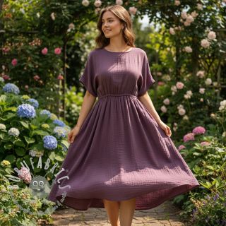 Mussola/Doppia garza aubergine