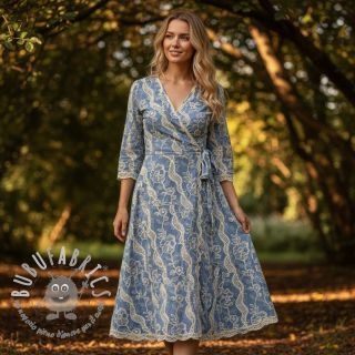 Tessuto di cotone JEANS EMBROIDERY Flora design B