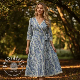 Tessuto di cotone JEANS EMBROIDERY Flora design B