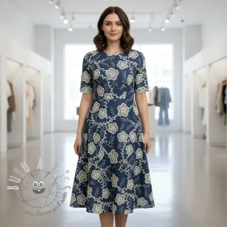 Tessuto di cotone JEANS EMBROIDERY Flora design C