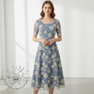 Tessuto di cotone JEANS EMBROIDERY Flora design D