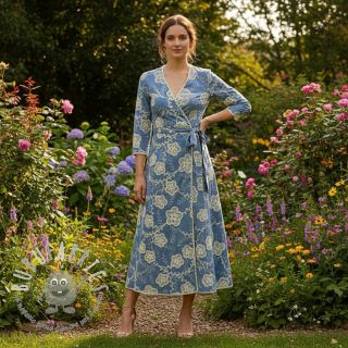 Tessuto di cotone JEANS EMBROIDERY Flora design D