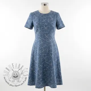 JEANS DENIM JACQUARD Flowers indigo