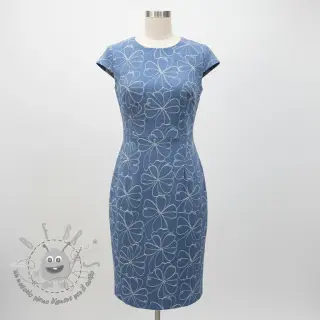 JEANS DENIM JACQUARD Flowers indigo