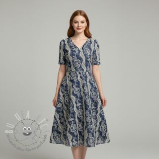 Tessuto di cotone JEANS EMBROIDERY Flora design A