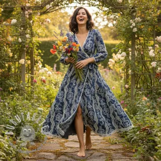 Tessuto di cotone JEANS EMBROIDERY Flora design A