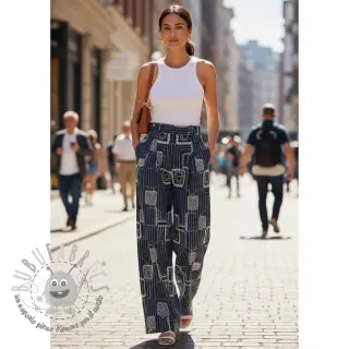 Tessuto di cotone JEANS EMBROIDERY Square dark blue