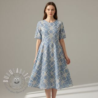 Tessuto di cotone JEANS EMBROIDERY Square light blue