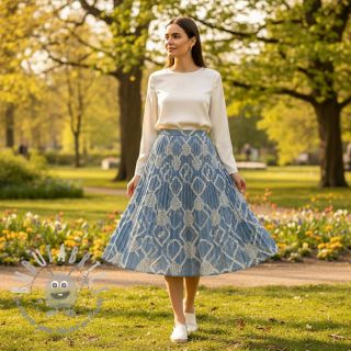 Tessuto di cotone JEANS EMBROIDERY Square light blue