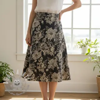 Tessuto di cotone JEANS EMBROIDERY Bouquet black