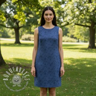 JEANS 9,5 OZ Embossed Flowers dark blue