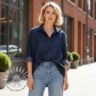 Tessuto di cotone JEANS FOIL Flowers