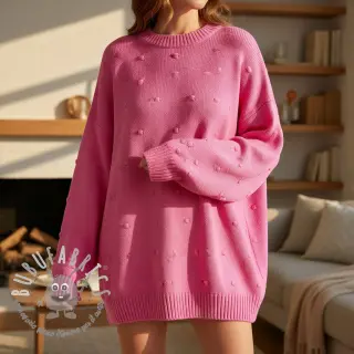 Tessuti per maglioni BIG KNIT DOT pink