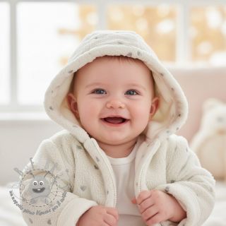 Tessuto per cappotti TEDDY Tossed hearts silver