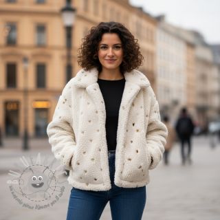 Tessuto per cappotti TEDDY Tossed hearts gold