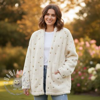 Tessuto per cappotti TEDDY Tossed hearts gold