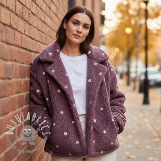 Tessuto per cappotti TEDDY EMBROIDERY Mini rosewood