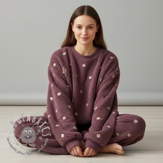 Tessuto per cappotti TEDDY EMBROIDERY Mini rosewood