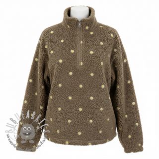 Tessuto per cappotti TEDDY EMBROIDERY Mini taupe