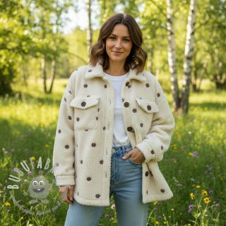 Tessuto per cappotti TEDDY EMBROIDERY Mini ecru