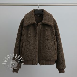 Tessuto per cappotti TEDDY dark brown