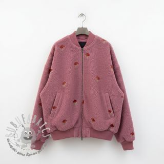 Tessuto per cappotti EMBROIDERY Little mushrooms old pink