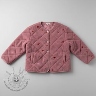 Tessuto per cappotti EMBROIDERY Little mushrooms old pink