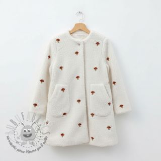 Tessuto per cappotti EMBROIDERY Little mushrooms off white
