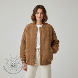 Tessuto per cappotti TEDDY Hearts in hearts brown